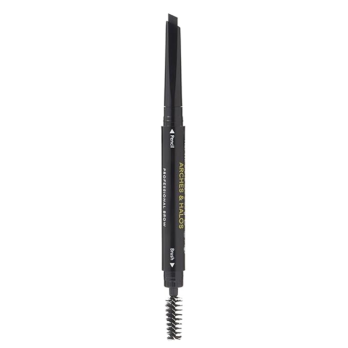 Arches & Halos Angled Brow Shading Pencil - Double Sided Eyebrow Filler and Spoolie - Angled Brush Design for Precise Shaping and Styling - Buildable, Easy Blend Pigment - Charcoal - 0.012 oz