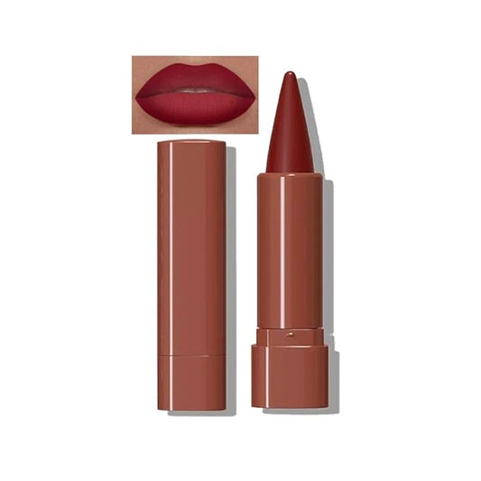 2-in-1 Gradient Red Lip Liner & Lipstick, Waterproof Long Lasting Matte Dark Red Lip Liner Pencil, Makeup Smudge proof lip liner with Cone Tip (07#-Vivid Auburn)