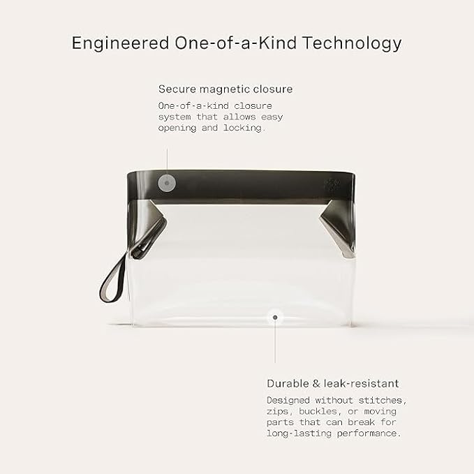 Cadence Parcel - Clear Dopp Kit with Magnetic Closure - Durable and Leak-Resistant Travel Toiletry Kit - Modular Design - Hygiene Bag for Travel Essentials - 2 Qt - Ink