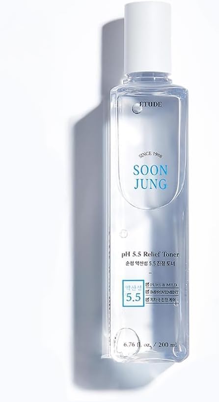 ETUDE Soonjung pH5.5 Relief Toner 200ml (New Version) | Skin Care Solution | Low PH Toner for Sensitive Skin | Non-Comedogenic, Hypoallergenic & Fragrance Free Moisturizer for Face