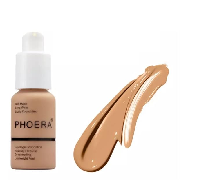 Phoera® Full Coverage Foundation Soft Matte Oil Control Concealer 30ml Flawless Cream Smooth Long Lasting aq (105 SAND)