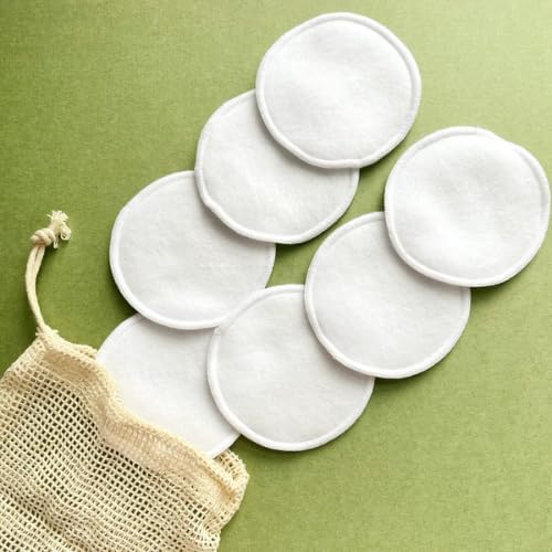 Soft Reusable Makeup Remover Pads Weekly Pack - 7 Pack Bamboo Cotton Rounds, Washable & Eco-Friendly, Zero Waste for All Skin Types