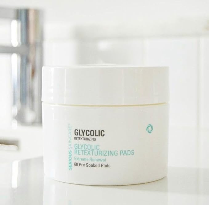 Serious Skincare - Glycolic Resurfacing Daily Exfoliating Face Pads, AHA Skin Treatment for Smoother, Glowing Skin, Reduces Blackheads - 60 Count