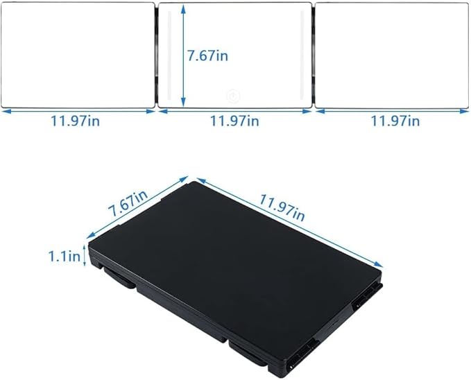 LED 360° Viewing Mirror for Hair Cutting and Styling, Adjustable Height Mirror with Lights for Grooming, Makeup and Shaving, Clear HD Glass, Portable for Bathroom or Travel (Black)