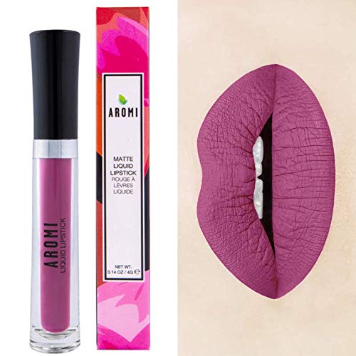 Aromi Dark Fuchsia Matte Liquid Lipstick | Long-Lasting, Raspberry Purple Lip Color for Women, Vegan & Cruelty-free, Waterproof (Merry Mulberry)