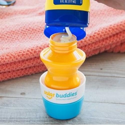 Solar Buddies Sunscreen Applicator - Pink & Green Duo - BPA-Free Refillable Roll on Sponge Sunscreen, Suncream & Lotion Applicator For Kids, Adults & Families - Holds 3.4fl oz, Perfect Size for Travel