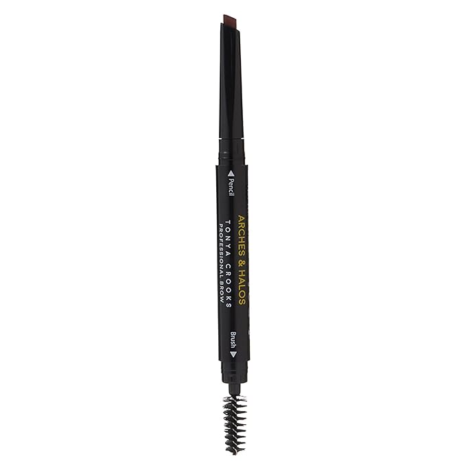 Arches & Halos Angled Brow Shading Pencil - Double Sided Eyebrow Filler and Spoolie - Angled Brush Design for Precise Shaping and Styling - Buildable, Easy Blend Pigment - Auburn - 0.012 oz