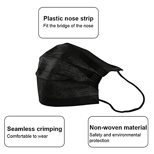NNPCBT 1000 pcs Black Disposable Masks 3 ply Breathable Face Masks for Adults
