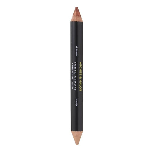 Arches & Halos Brow Highlighting and Concealer Crayon - Tan - Shaping and Shimmer Eyebrow Stick and Highlighter Duo - Soft, Ultra Creamy Formula - Define, and Sculpt for Sharp Brows - 0.176 oz