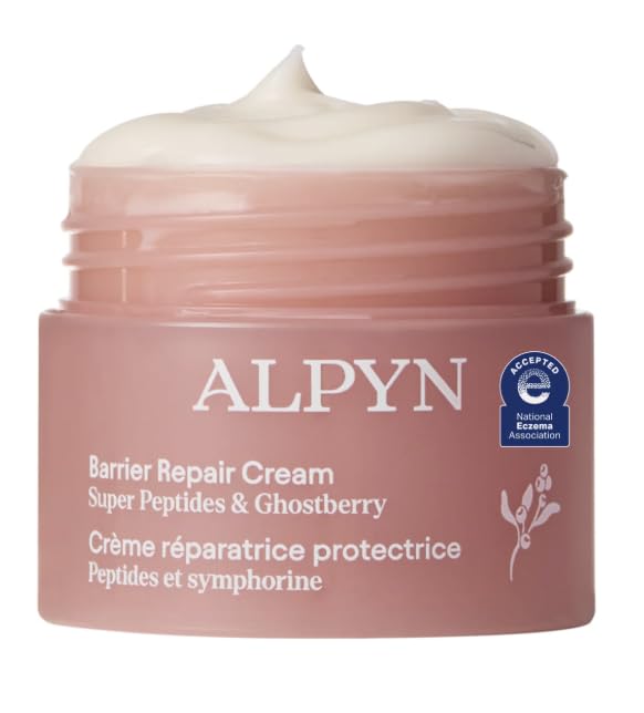 ALPYN Mini Barrier Repair Cream - Super Peptides & Ghostberry Moisturizer for Eczema I Deep Wrinkle Repair I Calm & Soothe Against Redness & Irritation - 0.5 oz / 15 ml