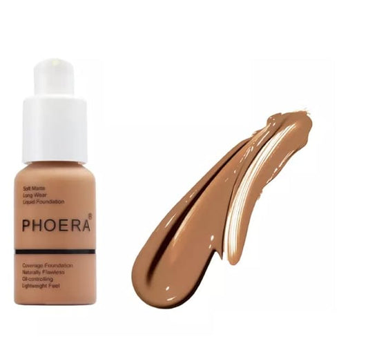 Phoera® Full Coverage Foundation Soft Matte Oil Control Concealer 30ml Flawless Cream Smooth Long Lasting (107 HONEY)
