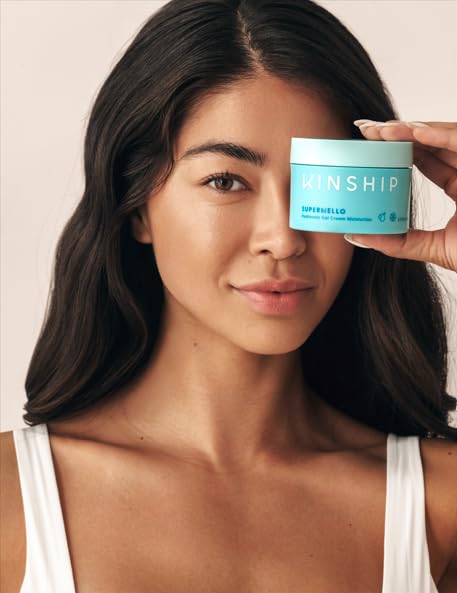 Kinship Supermello Hyaluronic Gel Cream Moisturizer – Nourish + Soothe Dry Sensitive Skin – Lightweight, Hydrating Face Lotion – Plump + Smooth – Reduce Redness – Daily Use Clean Skin Care (1.75 oz)