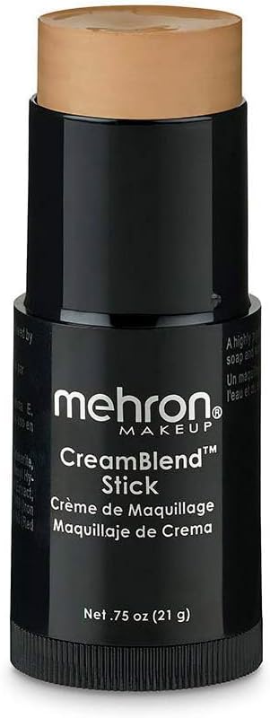 Mehron Makeup CreamBlend Stick | Face Paint, Body Paint, & Foundation Cream Makeup | Body Paint Stick Perfect for Halloween .75 oz (21 g) (Medium 0)