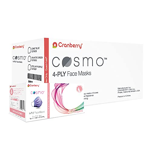 Cranberry USA C2700CBcase Cosmo Earloop Face Mask, Disposable, Blue (Pack of 400)