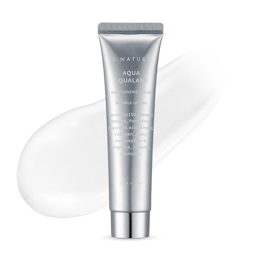 S. Nature AQUA SQUALANE MOISTURIZING CREAM | Face Moisturizer for Dry and Sensitive Skin, Vegetable Squalane 150,00ppm, Long-lasting Hydration, Pore Care Cream, Korean Skin Care (2.02 Fl Oz, 60ml)