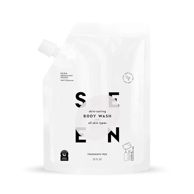 SEEN Body Wash Eco-Refill, Fragrance Free - Non-Comedogenic & Non-Irritating Body Wash- Dermatologist-Developed - Safe for Sensitive, Eczema & Acne Prone Skin