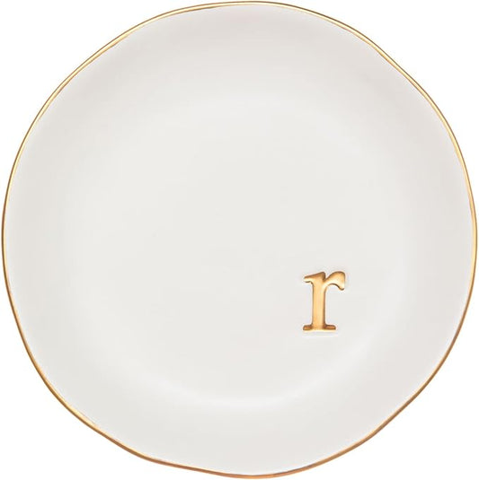 COLLECTIVE HOME - Ceramic Jewelry Tray, Decorative Trinket Dish for Rings Earrings Necklaces Bracelet Watch Keys, Birthday Mother's Day Christmas Gift for Women, 4.75", White Surface (R)