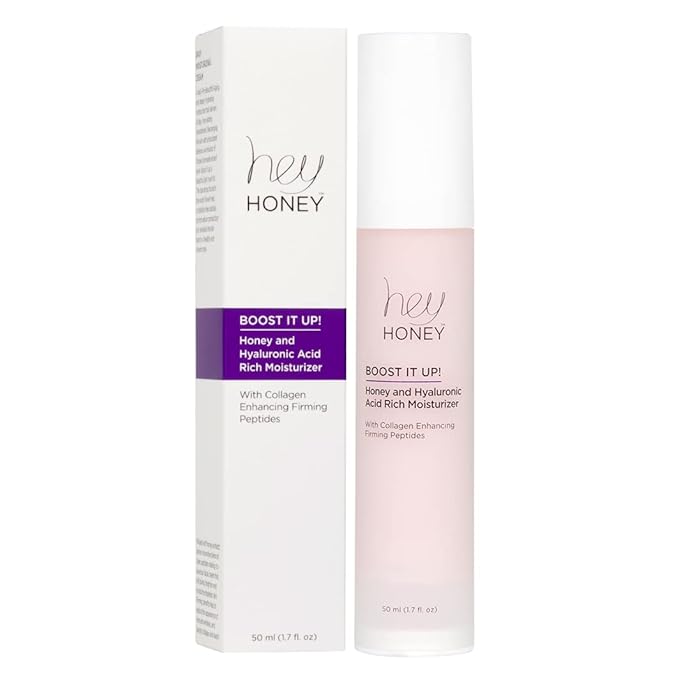 Hey Honey Skincare Boost It Up Collagen-boosting peptides Honey & Hyaluronic Acid Rich Moisturizer for Stronger Skin Barrier | For Premature & Advanced Signs of Aging | Fast Acting | 1.7 Oz