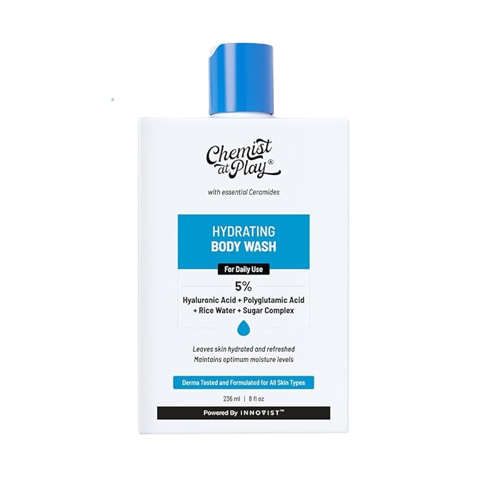 Chemist at Play Hydrating Body Wash |With 5% Hyaluronic Acid Bodywash for Intense Hydration | Reduces Flakes & Itchiness |For Dry Skin |Polyglutamic Acid & Hyaluronic Acid |For Women & Men | 7.9 Fl oz