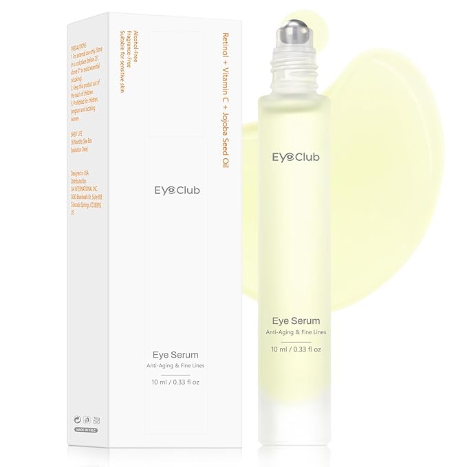 Retinol Under Eye Brightener Roller - Jojoba Oil Eye Serum with Roller Massage - Anti-Aging eye Treatment for Help Skin Barrier Repair, Reduce Fine Lines