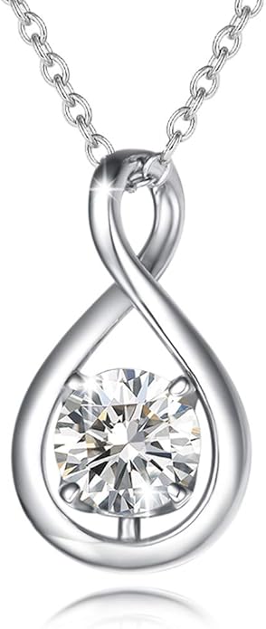 FANCIME Birthstone Necklaces for Women Fine Jewelry Sterling Silver Dainty Infinity Pendant Anniversary Birthday Christmas Gifts for Her Wife Mom Lady Daughter, Chain 16"+2" Extend