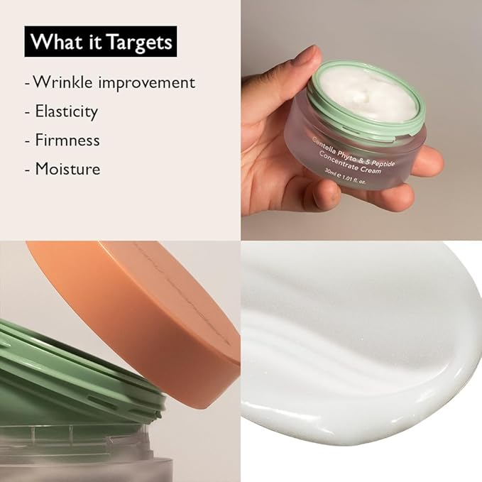 HARUHARU wonder Centella Phyto & 5 Peptide Concentrate Cream, 1.01 fl. Oz, Daily & Night Cream, Nourishing, Wrinkles improvement for all skin types, Vegan, Cruelty-Free, Korean Skincare