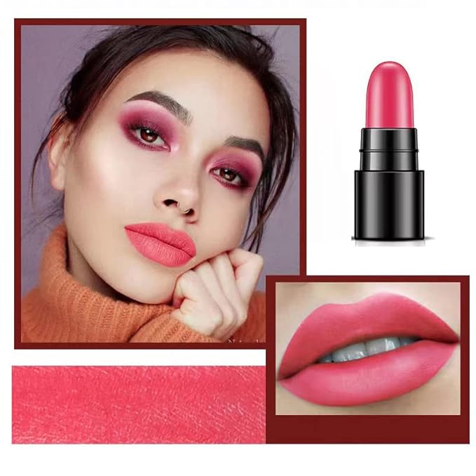 12 Pcs Capsule Lipstick Packs: 3 Strawberry Mint Apple Flavor Lip Balm, 3 Color Changer Jelly Lipstick, 3 Matte, 3 Metallic, Long Lasting Waterproof