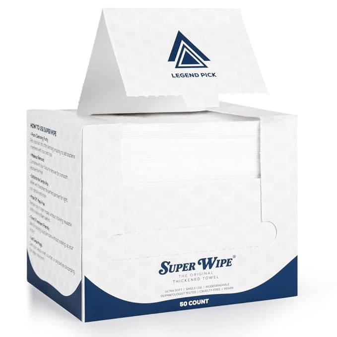 SUPER WIPE Towels - The original- Thickened, Gentle, Ultra Soft Face/Skin Towelettes-Super Absorbant, Lint-Free- Single Use - Viscose Material- 50 counts X (1)