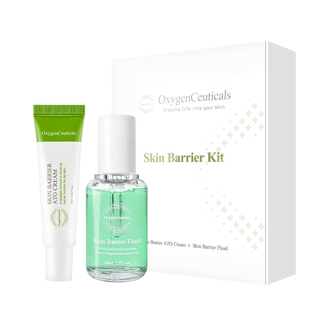 OxygenCeuticals Skin Barrier Kit – Skin Barrier Fluid 30ml & Ato Cream 20ml for Deep Hydration, Protection, & Barrier Strengthening