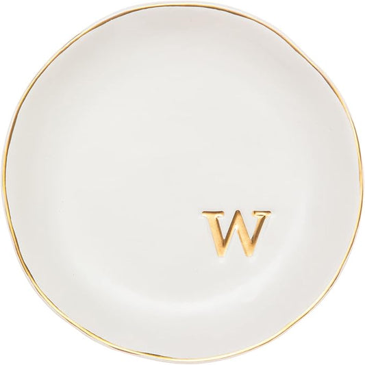 COLLECTIVE HOME - Ceramic Jewelry Tray, Decorative Trinket Dish for Rings Earrings Necklaces Bracelet Watch Keys, Birthday Mother's Day Christmas Gift for Women, 4.75", White Surface (W)