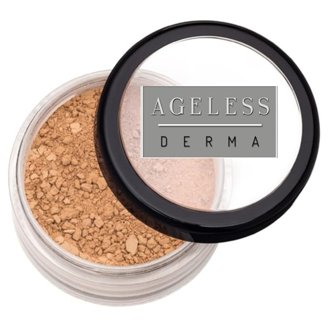 Mineral Face Powder Foundation Makeup. Natural Full Coverage Loose Foundation with Vitamin and Green Tea. Made in USA