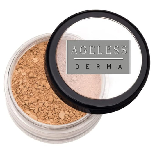 Mineral Face Powder Foundation Makeup. Natural Full Coverage Loose Foundation with Vitamin and Green Tea. Made in USA