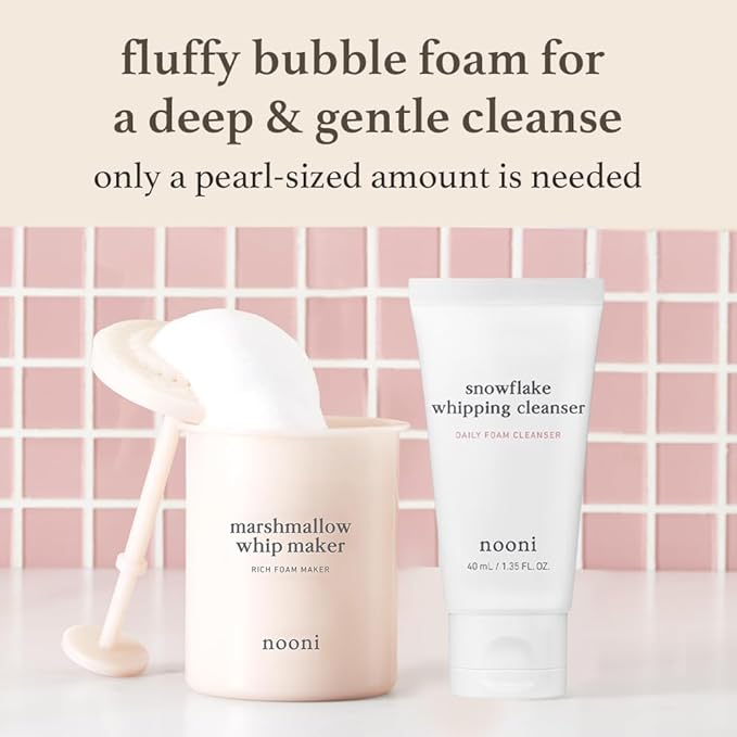 NOONI 2-in-1 Much Needed Facial Cleansing Kit - Marshmallow Whip Maker & Face Cleanser | Gentle Deep Cleanser For Skincare, Rich Foam Maker For Face Wash, Gift, Remove Impurities, for All Skin Types