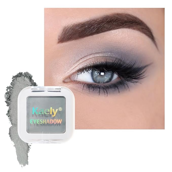 Kaely Pressed Single Eyeshadow Makeup, Smoky Gray Matte Highly Pigmented Monochrome Eye Shadow Palette, Waterproof Neutral Powder Mini Eyeshadow, sombras para ojos, Lightweight Blendable, 10