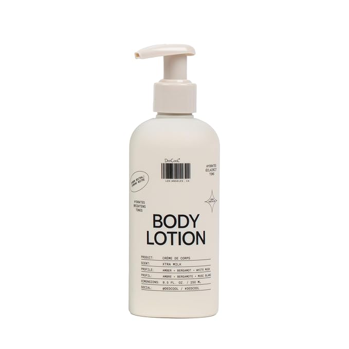 DedCool Body Lotion | Xtra Milk | Deeply Hydrating Lightweight Formula with Ceramides, Snow Mushroom & Meadowfoam Oil | Soft Musk, Bergamot & Amber Scent | Non-Toxic, Vegan Skincare | 8.5 fl oz