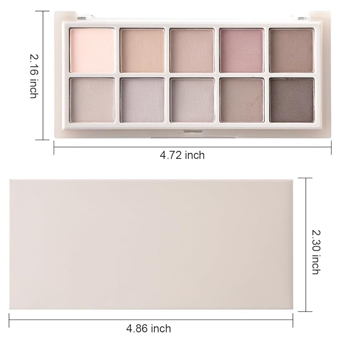 10 Color Matte Eyeshadow Palette | 10 Soft-Focus Matte Shades in Grey-Brown & Neutral Taupe | Silky Powder Blends Like Cream | Natural-Looking Nude Makeup for Mature Skin | Day to Night Wear