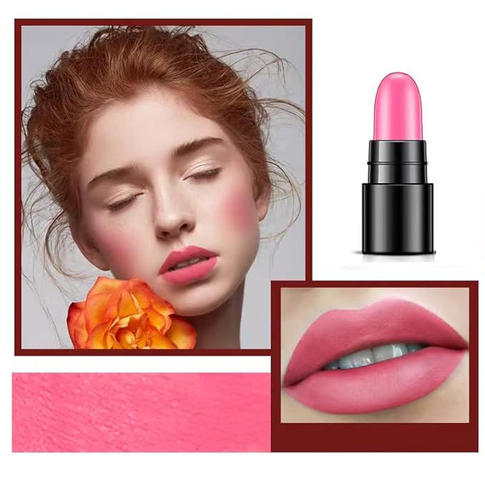 12 Pcs Capsule Lipstick Packs: 3 Strawberry Mint Apple Flavor Lip Balm, 3 Color Changer Jelly Lipstick, 3 Matte, 3 Metallic, Long Lasting Waterproof