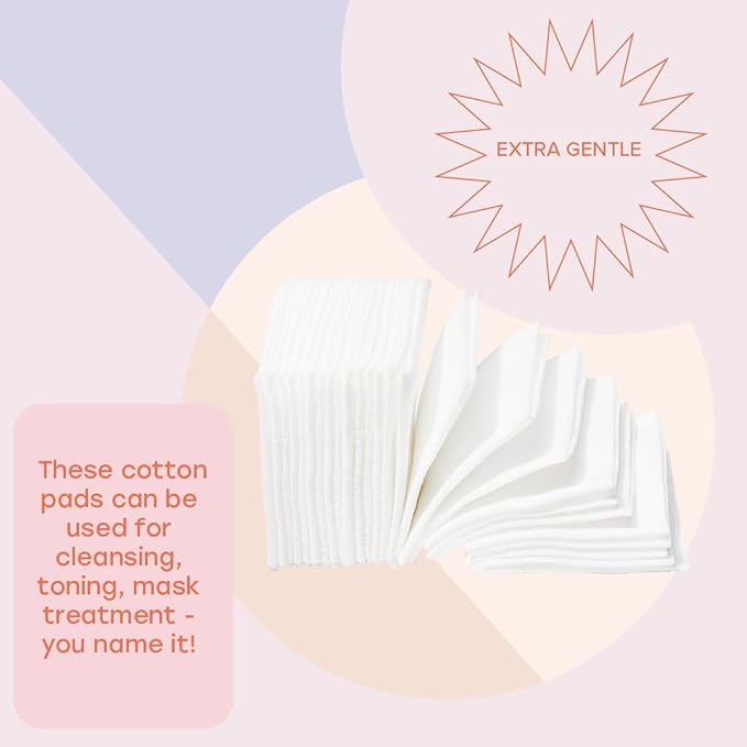 White Rabbit - Naked Cotton Classic - Premium Facial Cotton Pads - for Makeup Remover, Toner, Mask - 100% Cotton, Unbleached, Lint-Free - Extra Soft & Durable - Natural & Cruelty-Free - 500 Count