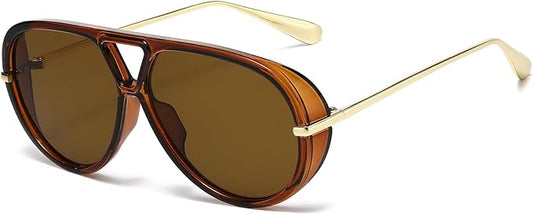 AIEYEZO Oversized Aviator Sunglasses Women Men Fashion Retro Big Frame Sun Glasses Designer Ladies Shades