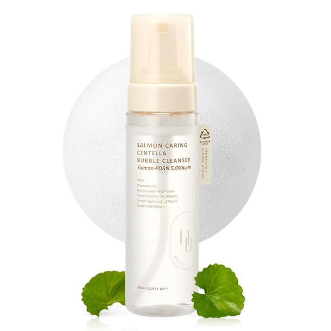 Salmon Caring Centella Bubble Cleanser - Salmon PDRN, pH 5.5, Salmon Egg Extract, Centella, Moisturizing, Balancing, Pore Cleansing, Low Irritation, Hypoallergenic, Sensitive Skin