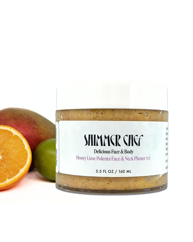 SHIMMER CHEF Honey Lime Polenta Face & Neck Plaster | Mindful Beauty Mask | Refines & Nourishes for Resilient, Radiant Skin | 5.5 oz