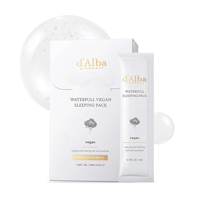 d'alba Piedmont Italian White Truffle Waterfull Vegan Sleeping Pack, Non Wash-off Overnight Face Mask, Portable Gel-type for moisture retention, Safe for sensitive skin, Korean Skin Care