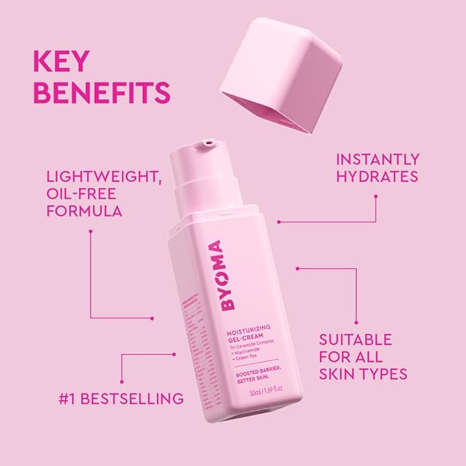 BYOMA Moisturizing Gel Cream - Barrier Repair Cream/Gel Face Lotion with Niacinamide and Green Tea - Ceramide Face Moisturizer for Dry Skin - Alcohol Free, Oil Free Face Moisturizer - 1.69 fl. oz