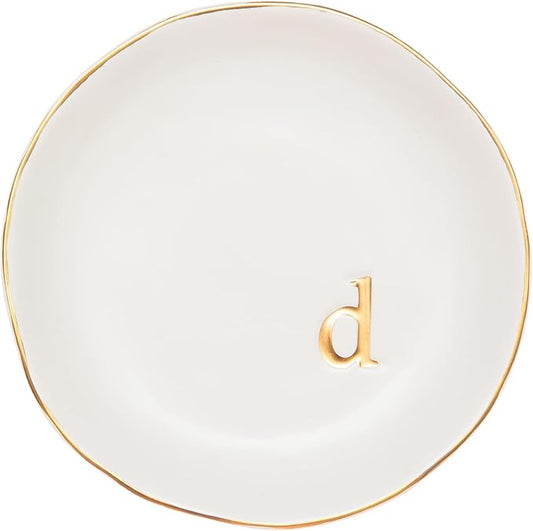 COLLECTIVE HOME - Ceramic Jewelry Tray, Decorative Trinket Dish for Rings Earrings Necklaces Bracelet Watch Keys, Birthday Mother's Day Christmas Gift for Women, 4.75", White Surface (D)