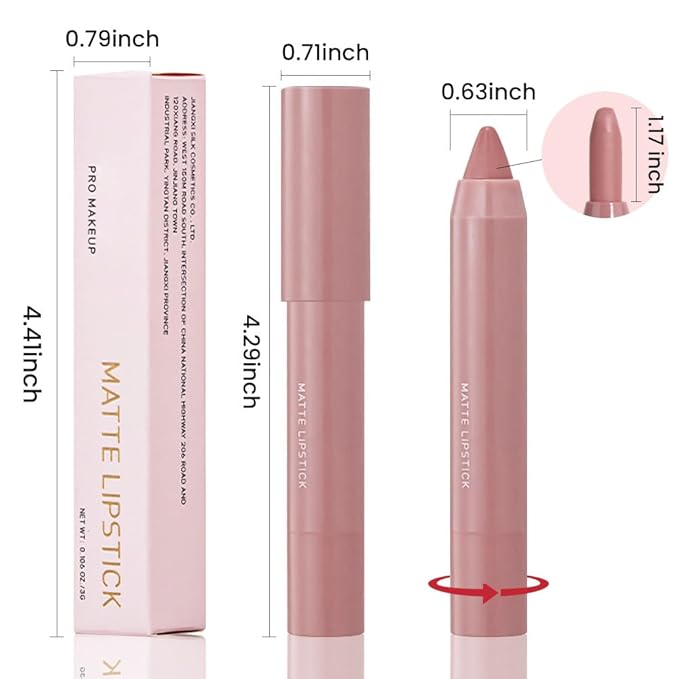 BINGBRUSH 6Pcs Lip Crayon Matte Lipstick,lip stain long lasting waterproof Longwear Lipstick Set Moisture Smooth Lip Liner color stay lipsticks Makeup for Women (6pcs)