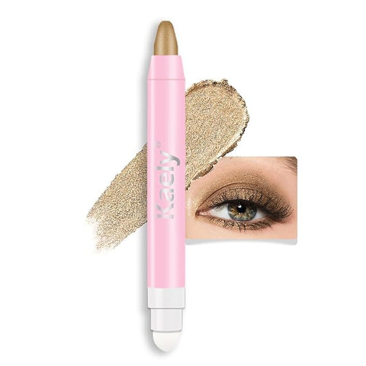 2-in-1 Cream Eyeshadow & Highlighter Stick, Waterproof Bronze Gold Shimmer Eye Shadow Pencil for Women, Long-Lasting Pigmented Makeup, sombras para ojos 05
