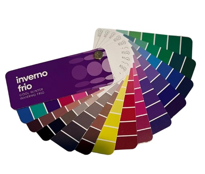 Multilingual Cool Winter Palette Color Fan by Studio Immagine, Personalized Color Guide for Cost Saving, Smart Shopping, Outfit & Wardrobe Planning; Inverno Frio/Invierno Frio