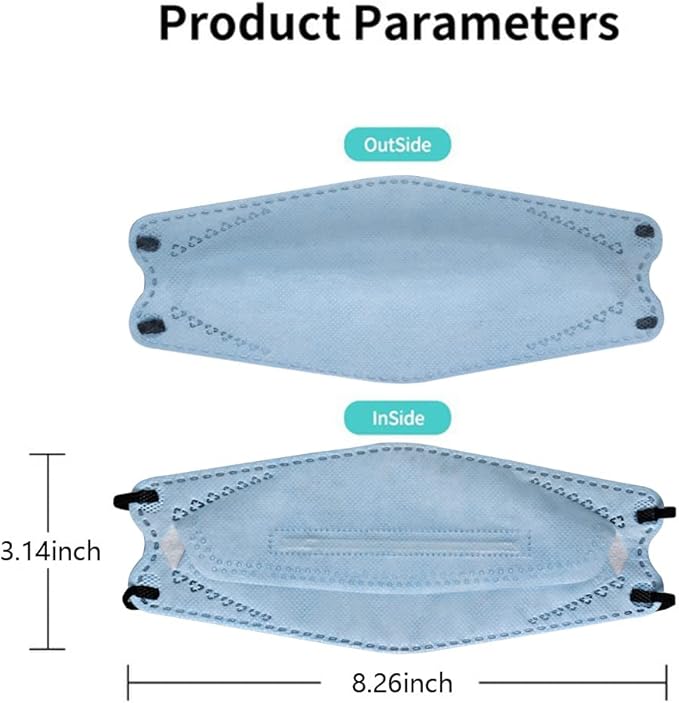 100Pcs KF94 Masks, Individually Wrapped 3D Fish Type Masks for Adult, 4 Layer Protective Face Mask