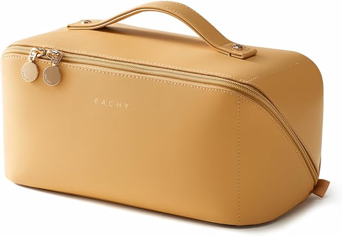 EACHY Travel Makeup Bag,Large Capacity Cosmetic Bags for Women,Waterproof Portable Pouch Open Flat Toiletry Bag Pattern Makeup Bag