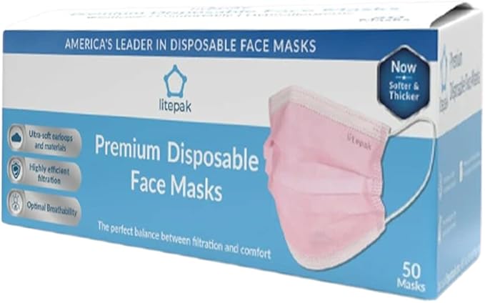 Litepak 500pcs Premium Disposable Face Mask SOFT 3ply Nose Wire